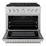 ZLINE 36 in. 5.2 cu. ft. 6 Burner Gas Range with Convection Gas Oven in Stainless Steel with White Matte Door (SGR-WM-36)