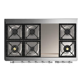 ILVE UM48FNR3EGCLP Majestic III 48 inch Dual Fuel Range with 8 Burners and Griddle, Dual Function Burner up to 25,000 BTU (Liquid Propane, Triple Glass Door, Emerald Green, Chrome)