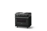 36"W. Dual Fuel Range (Burner: 4g, Finish: Antique Bronze, Trim: Polished Chrome, Fuel: Natural Gas)