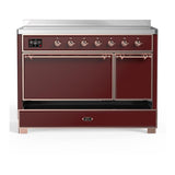 ILVE UMIB48QNR3BUP Majestic III 48 inch Induction Range with 6 Elements, 5.02 cu. ft. Total Oven Capacity (Solid Door, Burgundy, Copper)