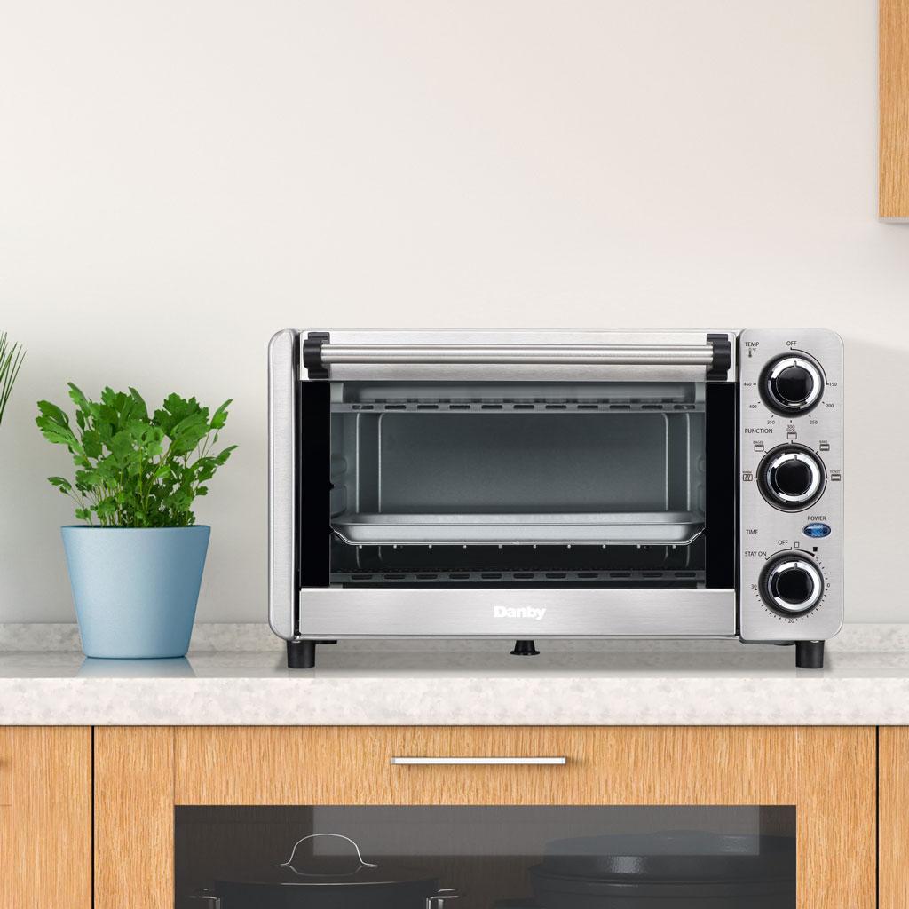 Danby 0.4 cu. ft./12L 4 Slice Countertop Toaster Oven in Stainless Steel