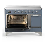 ILVE UMIB48QNR3BGC Majestic III 48 inch Induction Range with 6 Elements, 5.02 cu. ft. Total Oven Capacity (Solid Door, Blue Grey, Chrome)