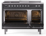 Nostalgie II 48 Inch Dual Fuel Natural Gas Freestanding Range in Matte Graphite with Chrome Trim