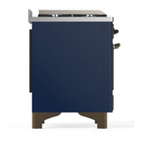 ILVE UM60FNR3MBBLP Majestic III 60 inch Dual Fuel Range with 9 Burners and Griddle, Dual Function Burner up to 25,000 BTU (Liquid Propane, Triple Glass Door, Midnight Blue, Burnished)