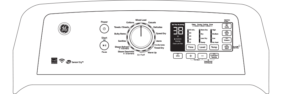 GE® ENERGY STAR® 7.4 cu. ft. Capacity Smart aluminized alloy drum Gas Dryer with HE Sensor Dry