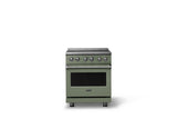 30"W. Electric Range (Finish: Eucalyptus, Trim: Polished Chrome)