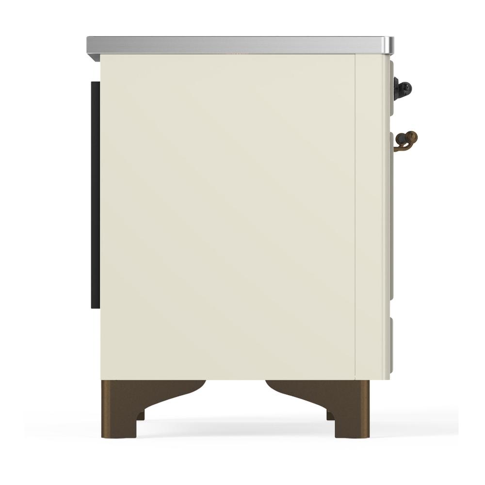 ILVE UMIB36NR3AWB Majestic III 36 inch Induction Range with 6 Elements, 3.5 cu. ft. Total Oven Capacity (Triple Glass Door, Antique White, Burnished)