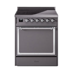 ILVE UNI304QNMPMGC Nostalgie II Noblesse 30 inch Induction Range (Solid Door, Graphite Matte, Chrome)