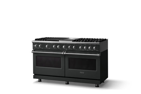 60"W.Dual Fuel Range (Finish: Antique Bronze, Trim: Polished Chrome, Fuel: Natural Gas)