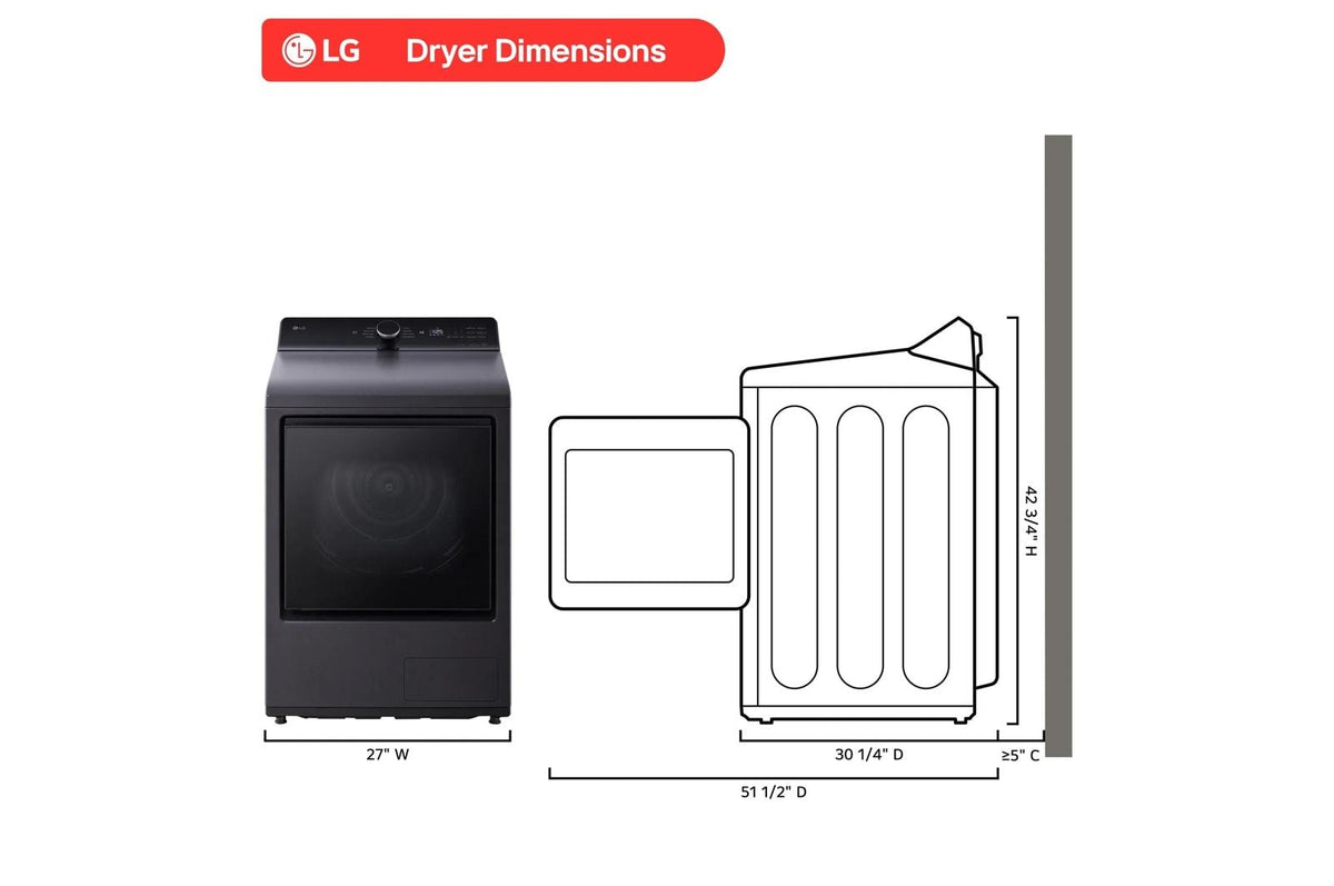 7.3 cu. ft. Ultra Large Capacity Smart Rear Control Ventless Dryer with Dual Inverter Heat Pump Technology and Inverter Direct Drive Motor System