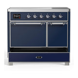 ILVE UMDIB40QNR3MBC Majestic III 40 inch Induction Range with 6 Elements, 3.82 cu. ft. Total Oven Capacity (Solid Door, Midnight Blue, Chrome)