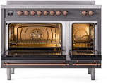 Nostalgie II 48 Inch Electric Freestanding Range in Matte Graphite with Copper Trim