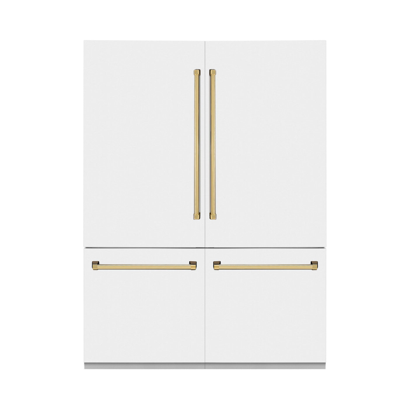 ZLINE 60" Autograph Edition 32.2 cu. ft. Built-in 4-Door French Door Refrigerator with Internal Water and Ice Dispenser in White Matte with Polished Gold Accents (RBIVZ-WM-60-G)