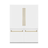 ZLINE 60" Autograph Edition 32.2 cu. ft. Built-in 4-Door French Door Refrigerator with Internal Water and Ice Dispenser in White Matte with Polished Gold Accents (RBIVZ-WM-60-G)