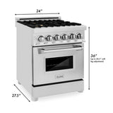 ZLINE 24 in. 2.8 cu. ft. Electric Oven and Gas Cooktop Dual Fuel Range with Griddle and Brass Burners in Stainless Steel (RA-BR-GR-24)