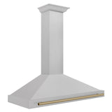 ZLINE 48 in. Autograph Edition Convertible Fingerprint Resistant DuraSnow Stainless Steel Range Hood with Champagne Bronze Handle (KB4SNZ-48-CB) [Color: Champagne Bronze Accents]