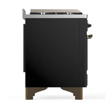 ILVE UM60FSNR3BKBLP Majestic III 60 inch Dual Fuel Range with 7 Burners, Griddle and French Top, Dual Function Burner with up to 25,000 BTU (Liquid Propane, Triple Glass Door, Glossy Black, Burnished)
