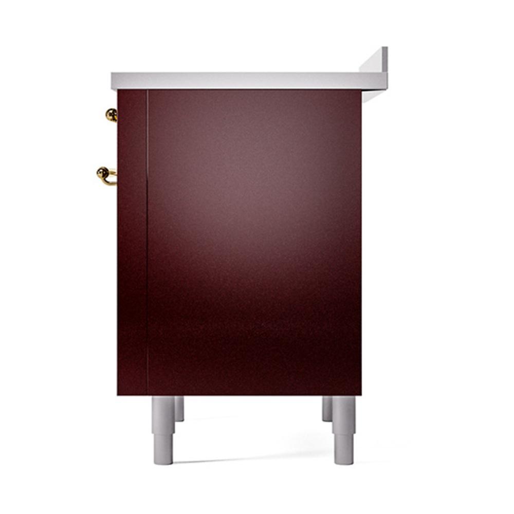ILVE UNI366QNMPBUG Nostalgie II Noblesse 36 inch Induction Range (Solid Door, Burgundy, Brass)