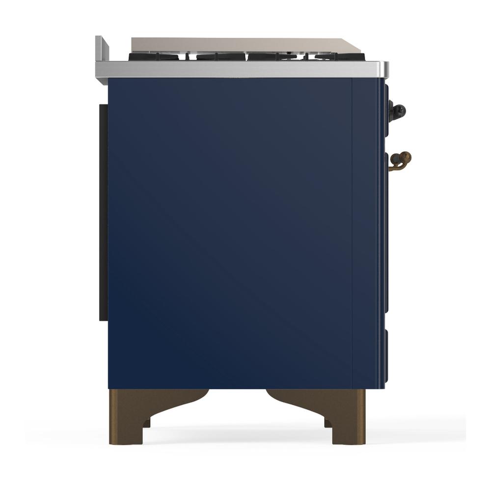 ILVE UMD40FNR3MBB Majestic III 40 inch Dual Fuel Range with 6 Burners and Griddle, Dual Function Burner up to 25,000 BTU (Natural Gas, Triple Glass Door, Midnight Blue, Burnished)