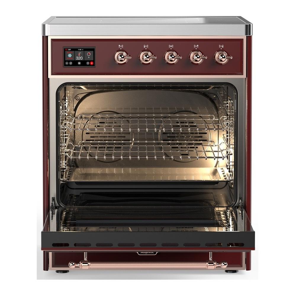 ILVE UMIB30QNR3BUP Majestic III 30 inch Induction Range with 4 Elements, 4 cu. ft. Oven Capacity (Solid Door, Burgundy, Copper)