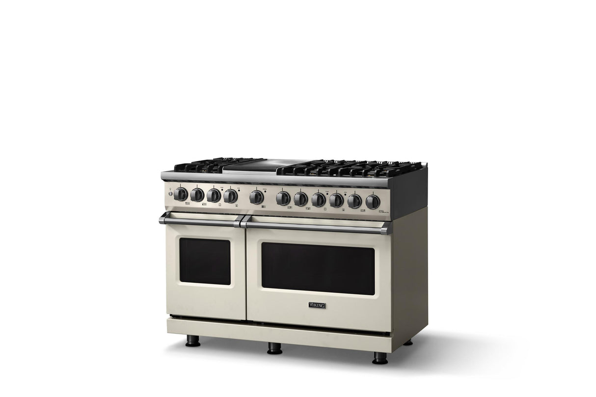 48"W. Dual Fuel Range (Burner: 6g, Finish: Pure White, Trim: Polished Chrome, Fuel: Natural Gas)