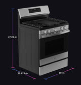 GE Profile™ 30" Smart Free-Standing Gas Convection Range with No Preheat Air Fry and EasyWash™ Oven Tray