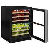 24-In Built-In High Efficiency Dual Zone Wine Refrigerator with Door Style - Stainless Steel Frame Glass, Door Swing - Right