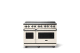 48"W. Induction Range (Finish: Pure White, Trim: Polished Chrome)