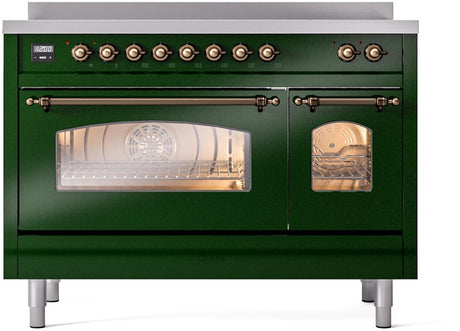Nostalgie II 48 Inch Electric Freestanding Range in Emerald Green with Bronze Trim