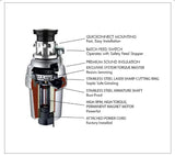 1 HP Lifetime Warranty, Batch Feed waste disposal