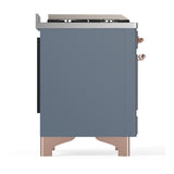 ILVE UM60FSNR3BGP Majestic III 60 inch Dual Fuel Range with 7 Burners, Griddle and French Top, Dual Function Burner with up to 25,000 BTU (Natural Gas, Triple Glass Door, Blue Grey, Copper)