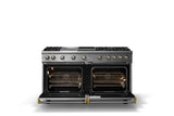60"W. Sealed Burner Gas Range (Finish: Stainless Steel, Trim: Polished Chrome, Fuel: Propane)
