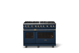 48"W. Sealed Burner Gas Range (Burner: 8b, Finish: Slate Blue, Trim: Polished Chrome, Fuel: Propane)