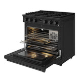 36 Inch Gas Range In Matte Black - Contemporary Professional