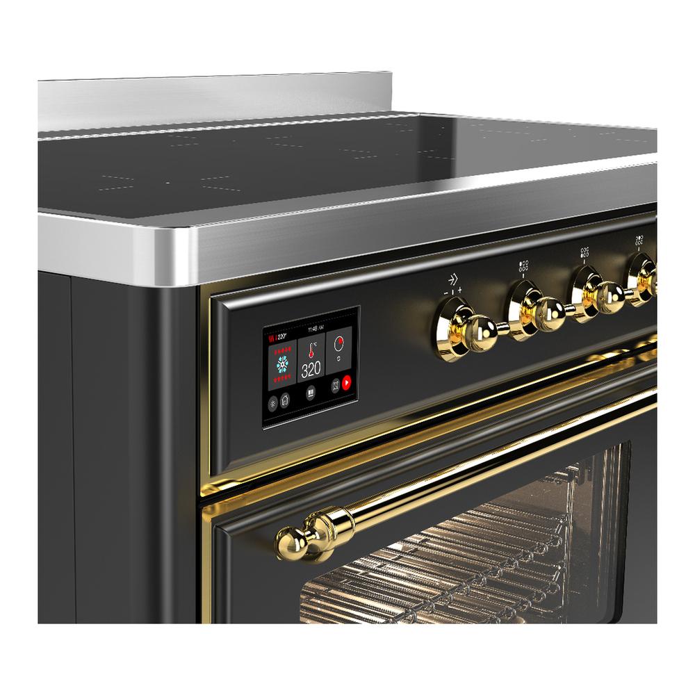 ILVE UMIB48NR3MGG Majestic III 48 inch Induction Range with 6 Elements, 5.02 cu. ft. Total Oven Capacity (Triple Glass Door, Graphite Matte, Brass)