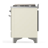 ILVE UM60FSQNR3AWCLP Majestic III 60 inch Dual Fuel Range with 7 Burners, Griddle and French Top, Dual Function Burner with up to 25,000 BTU (Liquid Propane, Solid Door, Antique White, Chrome)