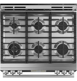 Café™ 30" Smart Slide-In, Front-Control, Dual-Fuel Range in Platinum Glass