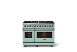 48"W. Dual Fuel Range (Burner: 8b, Finish: Splash, Trim: Brushed Brass, Fuel: Natural Gas)