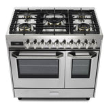Verona VUFSGE365DSS 36 inch Ultima Collection Double Oven Dual Fuel Range with 5 Brass Burners, 4.1 cu. ft. Total Oven Capacity