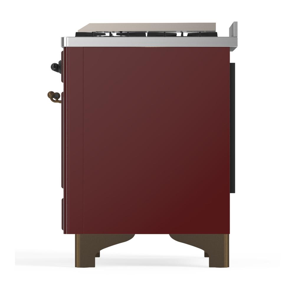 ILVE UMD40FNR3BUB Majestic III 40 inch Dual Fuel Range with 6 Burners and Griddle, Dual Function Burner up to 25,000 BTU (Natural Gas, Triple Glass Door, Burgundy, Burnished)