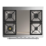 ILVE UM36FQNR3AWCLP Majestic III 36 inch Dual Fuel Range with 6 Black Brass Burners and Griddle, Dual Function Burner up to 25,000 BTU (Solid Door, Antique White, Chrome, Liquid Propane)