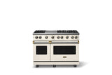 48"W. Sealed Burner Gas Range (Burner: 6g, Finish: Pure White, Trim: Brushed Brass, Fuel: Propane)
