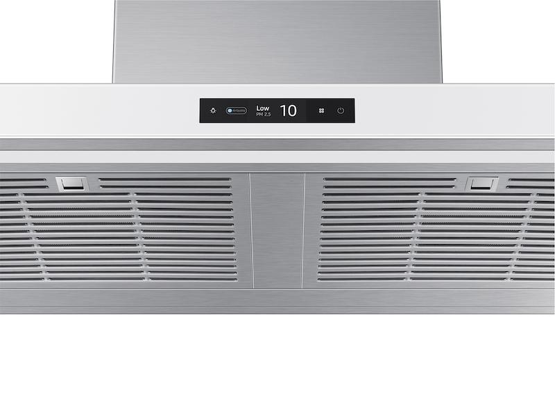 36" Bespoke Smart Wall Mount Hood with LCD Display in Clean White