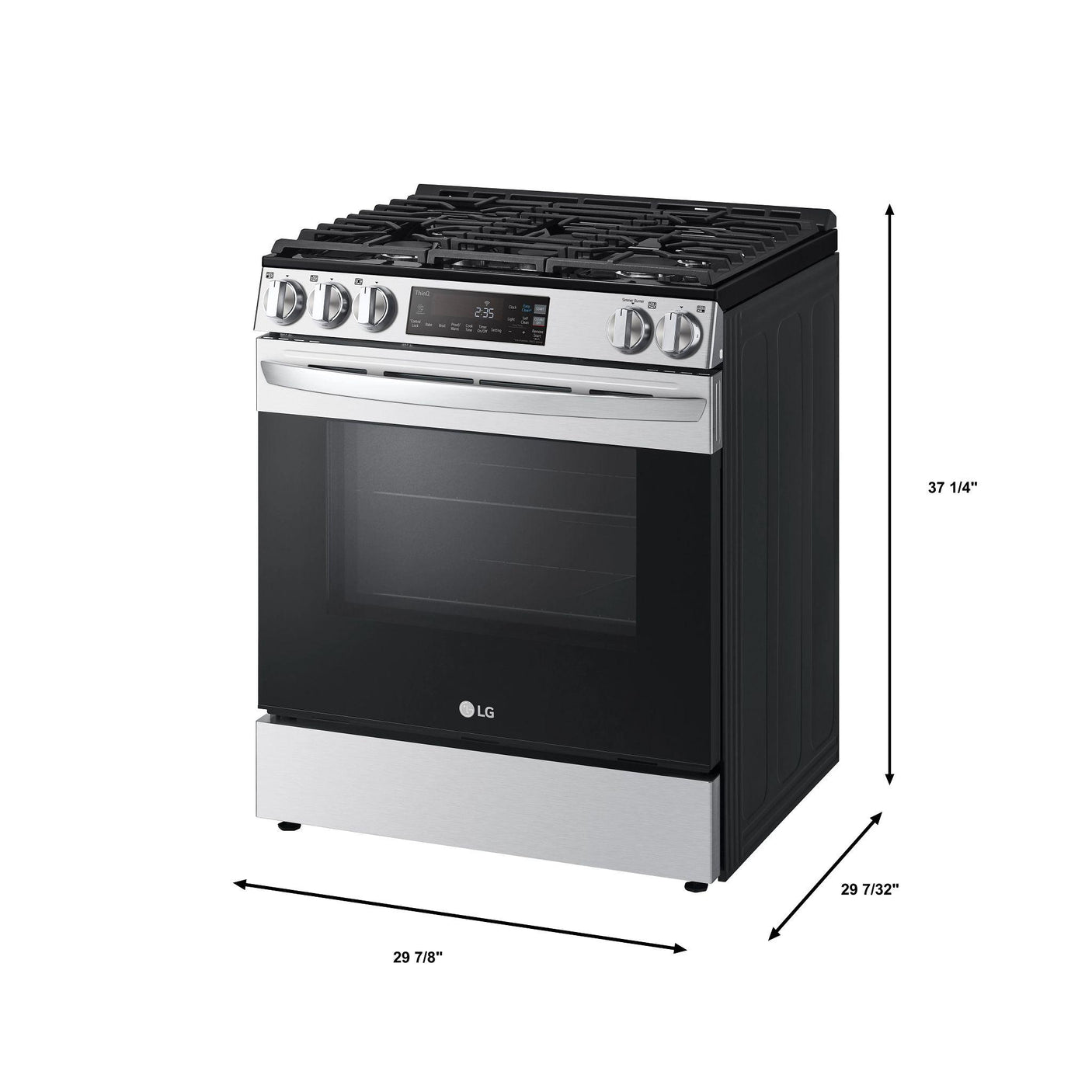 5.8 cu.ft. Gas Single OvenSlide-in Range, EasyClean® plus Self Clean, ThinQ™, Printproof™ StainlessSteel