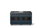 60"W.Dual Fuel Range (Finish: Squall, Trim: Polished Chrome, Fuel: Propane)