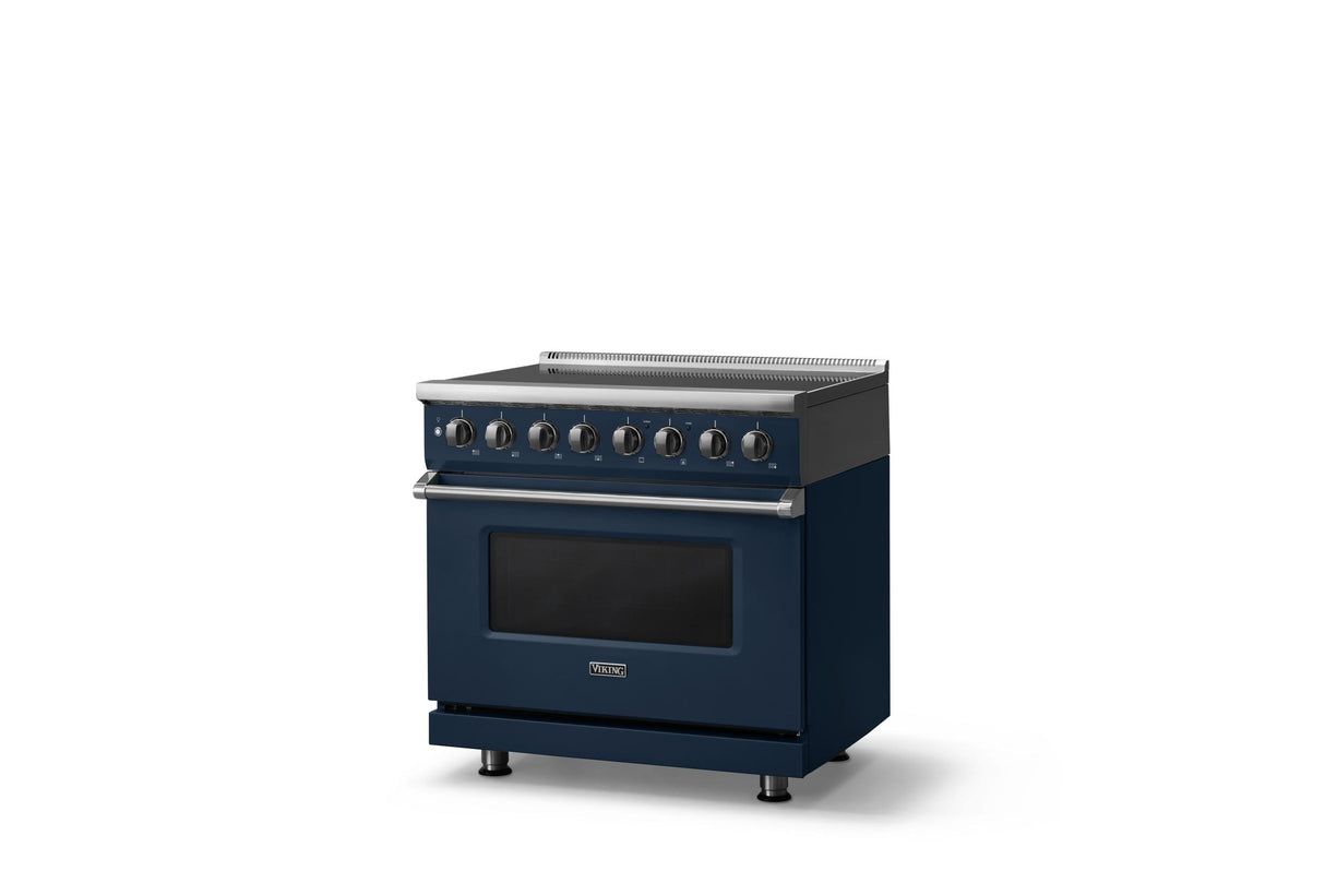 36"W. Induction Range (Finish: Slate Blue, Trim: Polished Chrome)