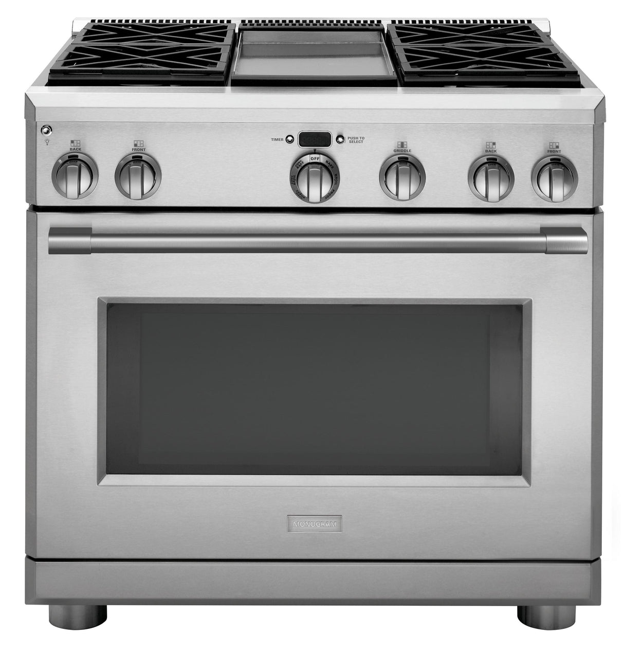 Monogram 36" All Gas Professional Range with 4 Burners and Griddle (Liquid Propane)