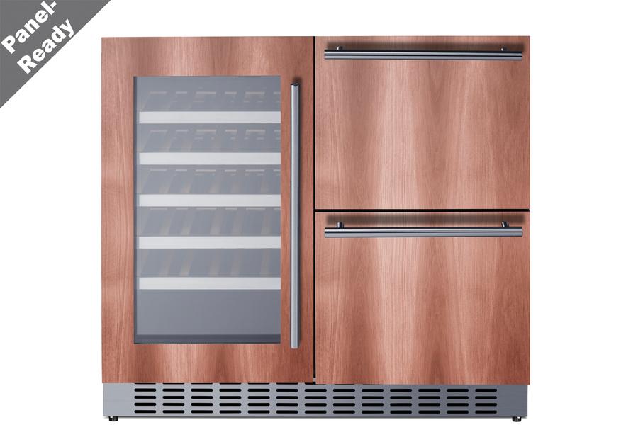 36" Wide Combination Wine Cellar & 2-drawer Refrigerator (panel Not Included)