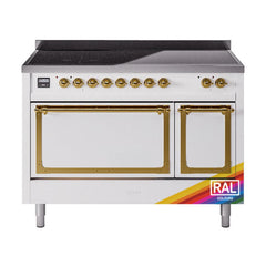 ILVE UNI486QNMPRAG Nostalgie II Noblesse 48 inch Induction Range (Solid Door, RAL, Brass)