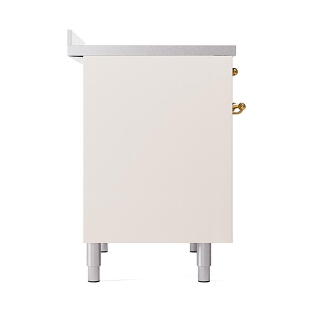 ILVE UNDI406QNMPAWG Nostalgie II Noblesse 40 inch Induction Range (Solid Door, Antique White, Brass)